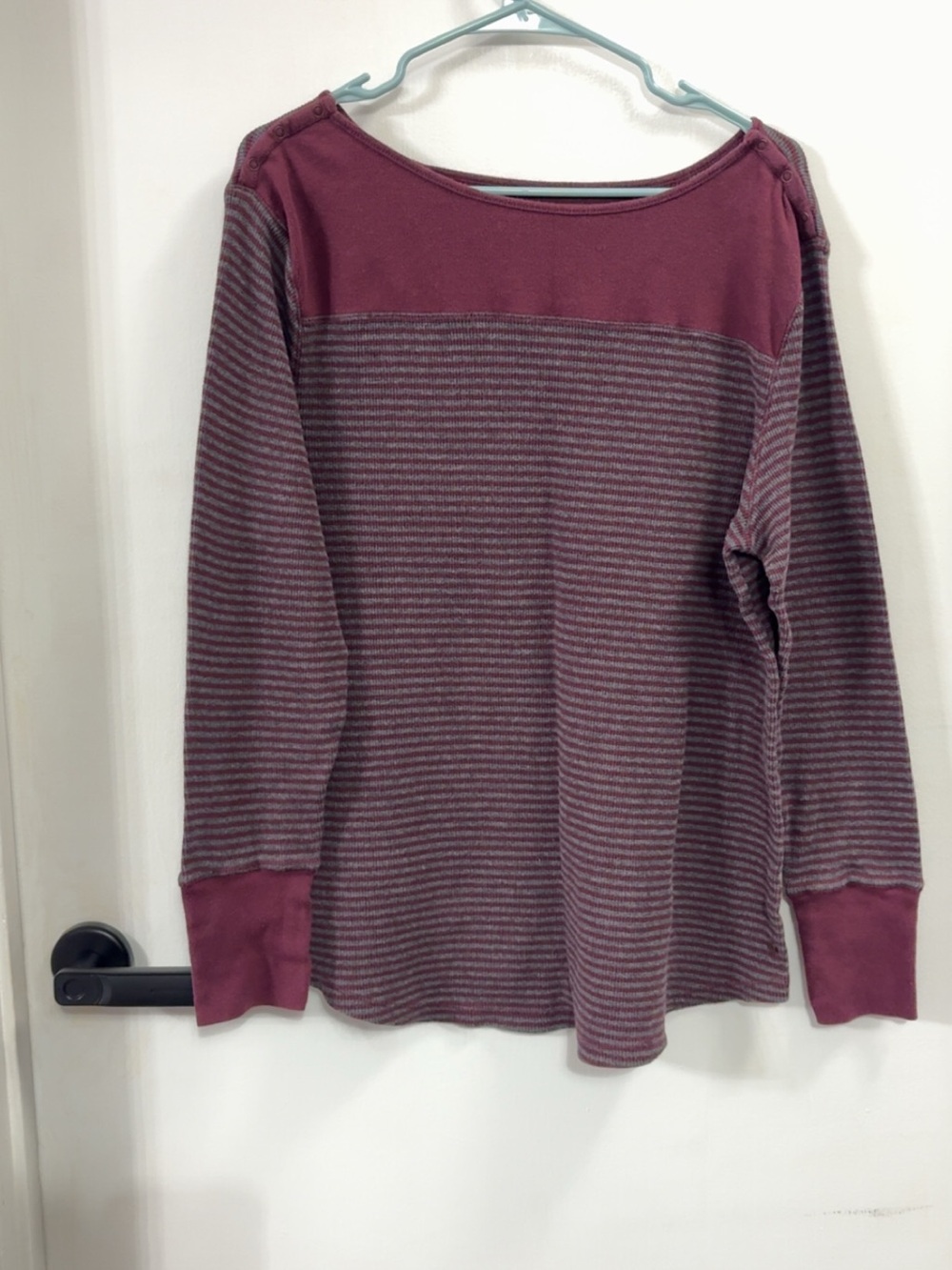 Eddie Bauer Burgundy Striped Long-Sleeve Tee